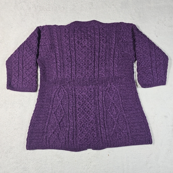 Kilronan Knitwear Purple Merino Wool Cardigan Sweater Size M - Picture 4 of 9